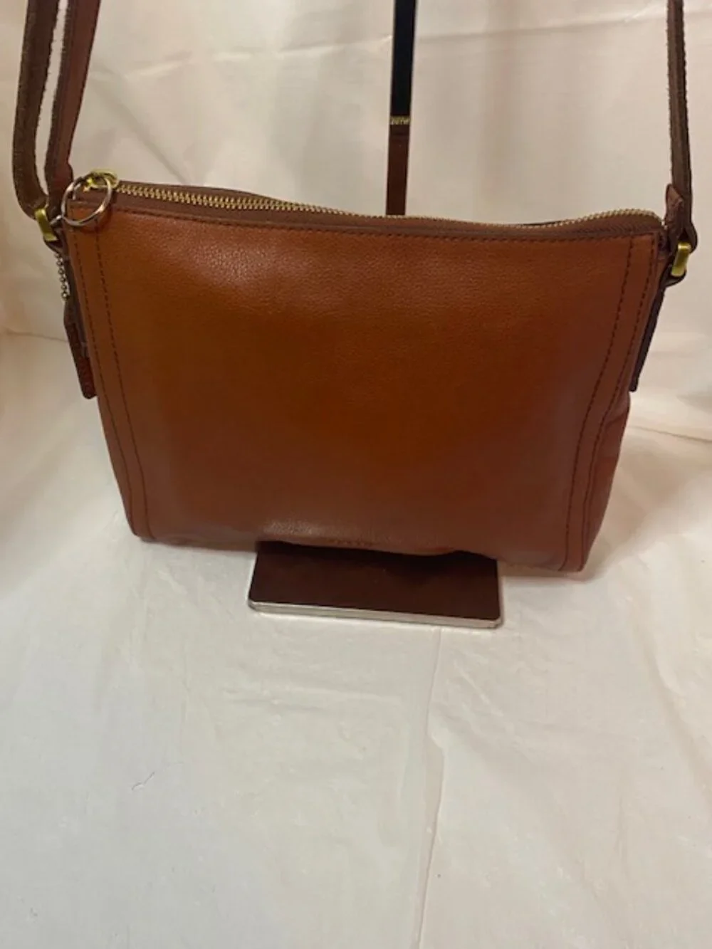 Fossil Tara Brown Leather Crossbody Bag